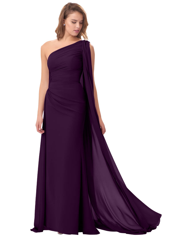 Mermaid One Shoulder Floor-Length Chiffon Mother of the Bride Dress With Pleated Beading