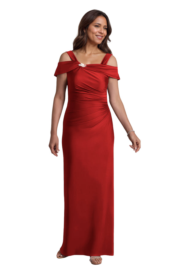Trumpet/Mermaid Cold Shoulder Square Satin Mother of the Bride Dress