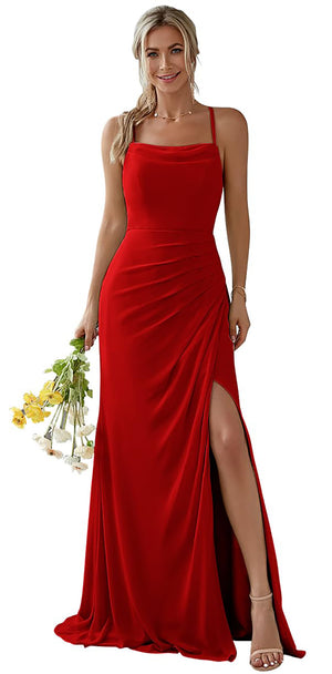 A-line Cowl Floor-Length Chiffon Bridesmaid Dress With RuffleA-line Cowl Floor-Length Chiffon Bridesmaid Dress With Ruffle