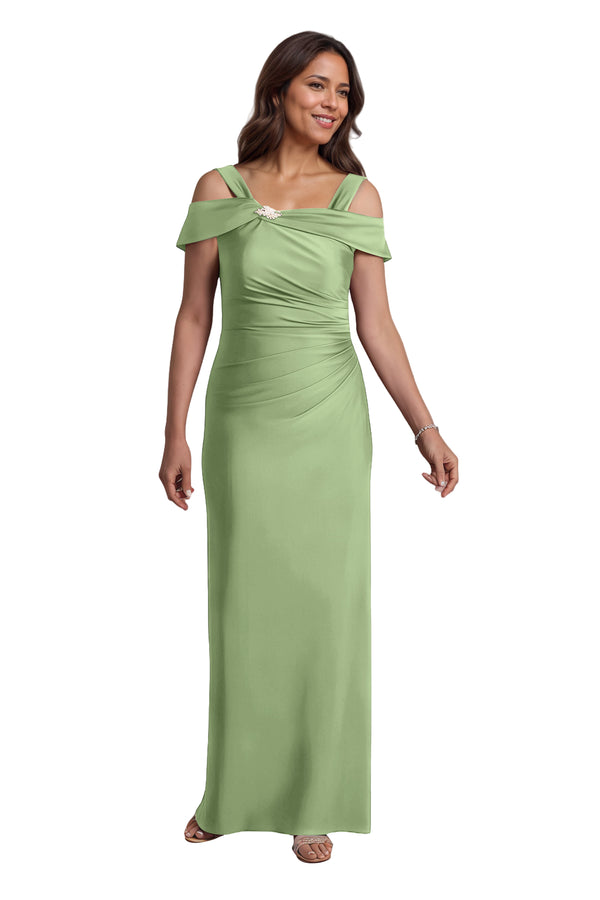 Trumpet/Mermaid Cold Shoulder Square Satin Mother of the Bride Dress