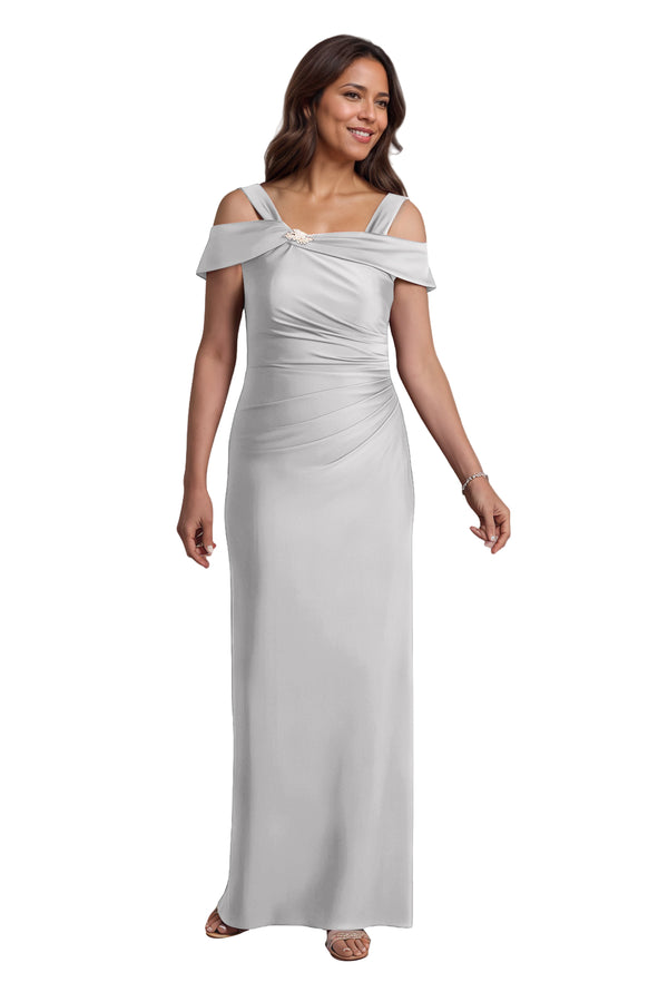 Trumpet/Mermaid Cold Shoulder Square Satin Mother of the Bride Dress