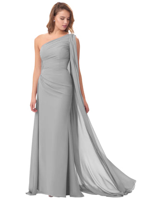 Mermaid One Shoulder Floor-Length Chiffon Mother of the Bride Dress With Pleated Beading