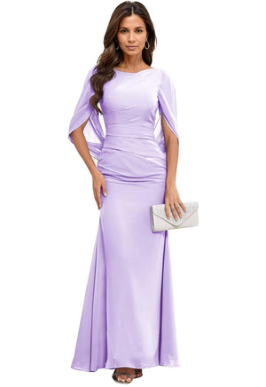Trumpet/Mermaid Boat Neck Floor-Length Chiffon Mother of the Bride Dress With Pleated