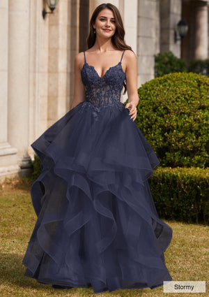 Ball-Gown/Princess Square Floor-Length Tulle Prom Dresses