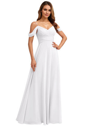 A-line Cold Shoulder Floor-Length Chiffon Bridesmaid Dress