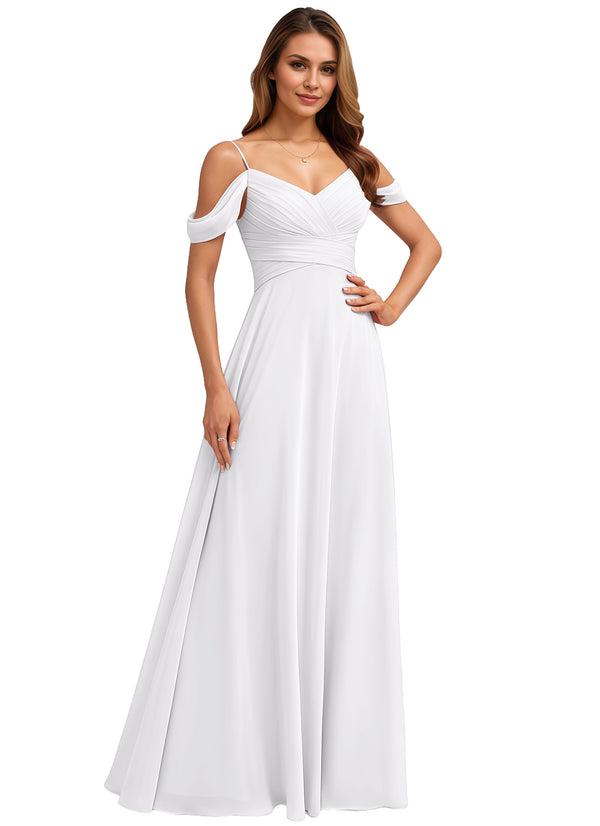 A-line Cold Shoulder Floor-Length Chiffon Bridesmaid Dress