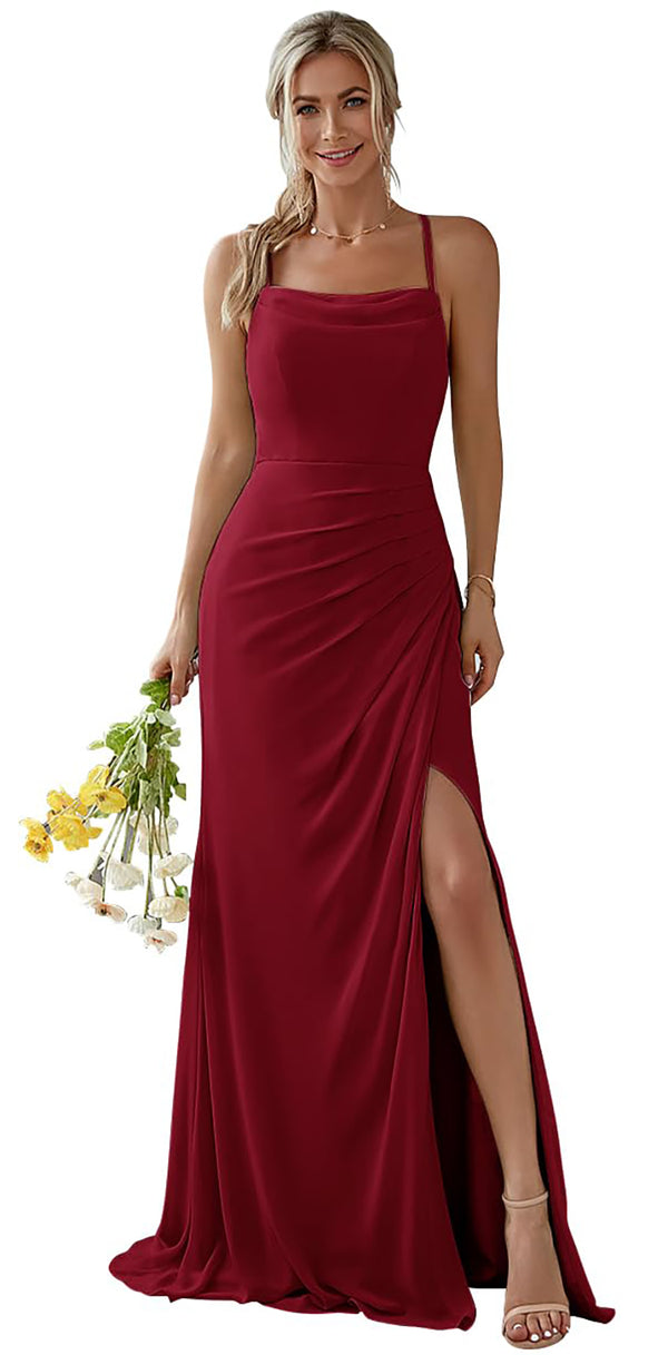 A-line Cowl Floor-Length Chiffon Bridesmaid Dress With RuffleA-line Cowl Floor-Length Chiffon Bridesmaid Dress With Ruffle