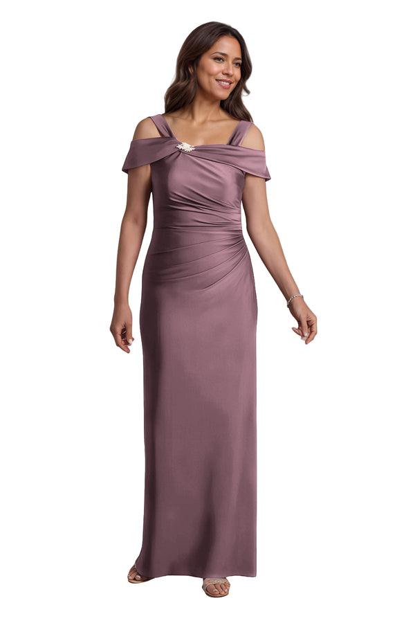 Trumpet/Mermaid Cold Shoulder Square Satin Mother of the Bride Dress
